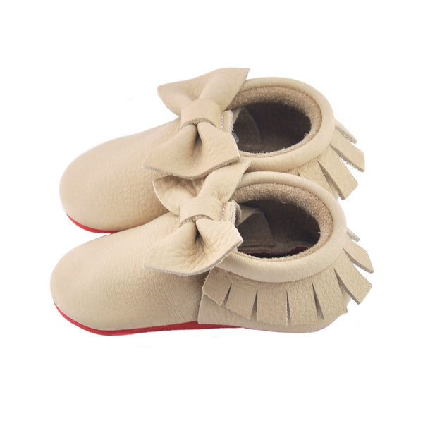 Nude Loubs-Little Lambo vegetable tanned baby moccasins